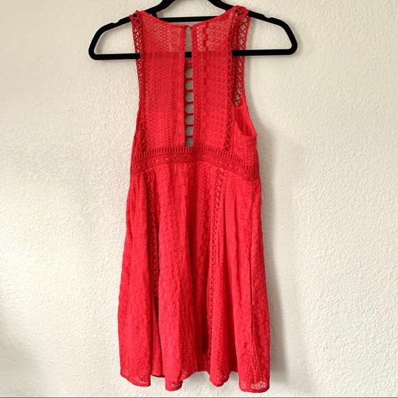 Free People Wherever You Go Red Mini Dress - Sz 8 - Picture 5 of 16
